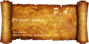 Priher Andos névjegykártya